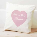 Mr and Mrs Personalized Surname inside Heart Single Cushion